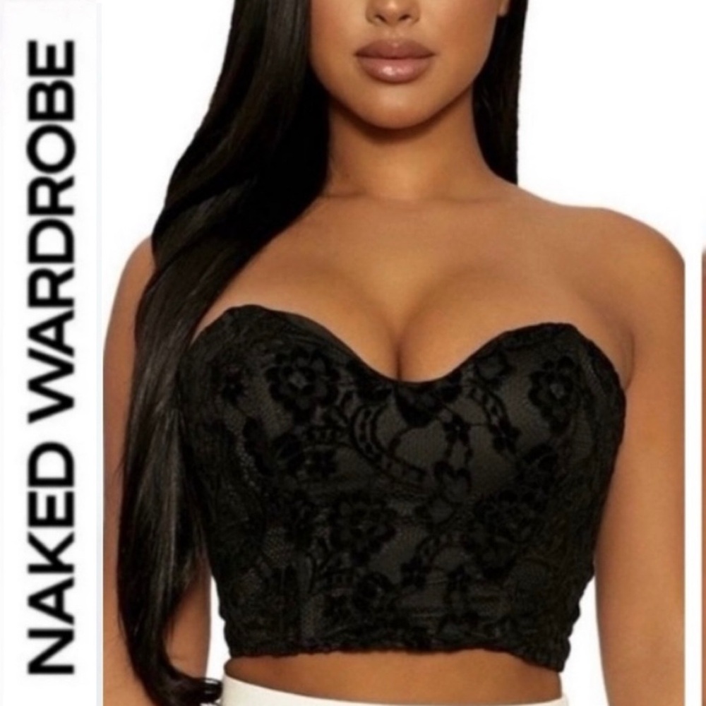 Naked Wardrobe The statement bustier | Medium | black lace
